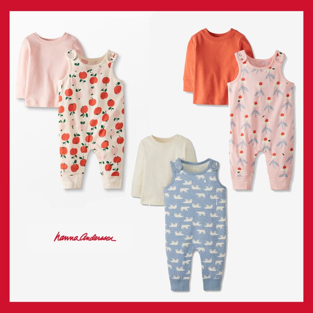 Lot of 3 Hanna Andersson overall sets 2T girls EUC